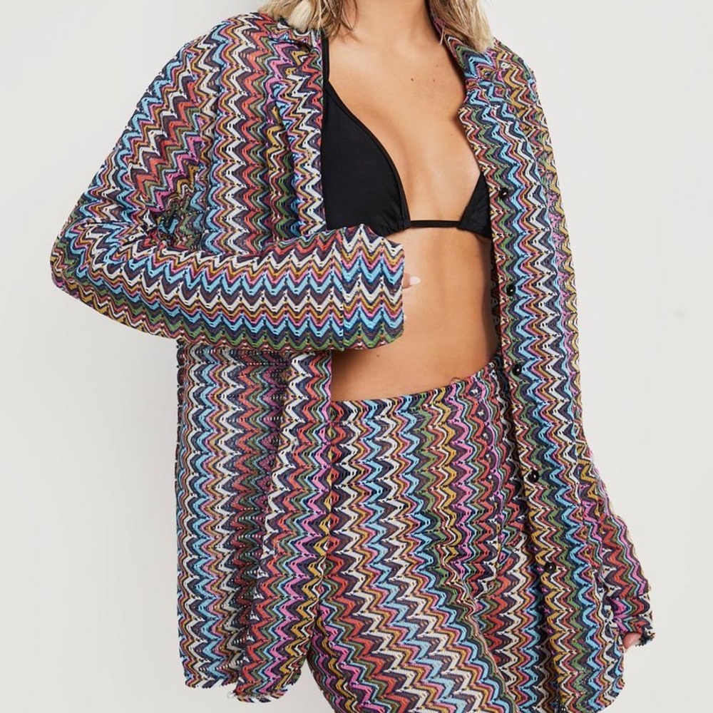 Boohoo Zig Zag Knitted Beach Shirt